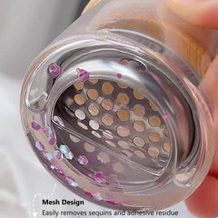 BRAVIKERLY mesh showing trapped glitter and residue for easier disposal