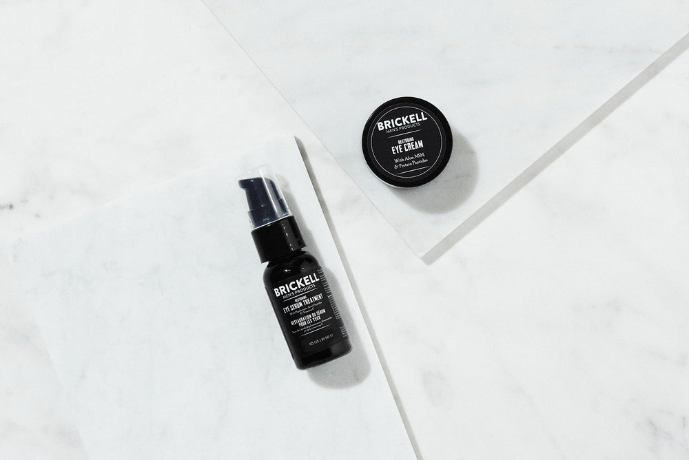Brickell cream pump and tube detail illustrating seal and moisturizing benefit