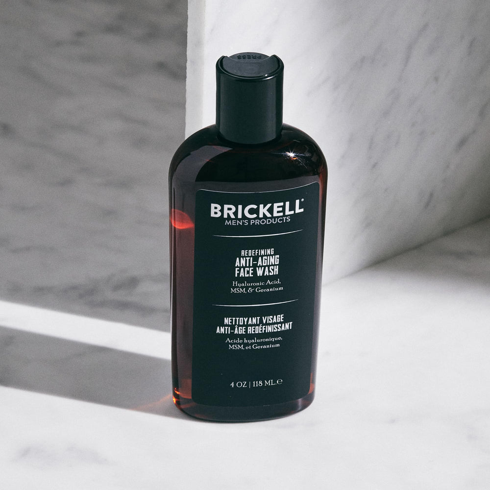 Brickell Men's Products ingredient label close-up highlighting actives