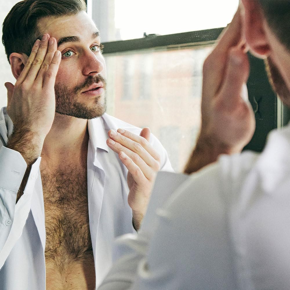Brickell Men’s Products applied in a morning routine for hydrated non-greasy finish