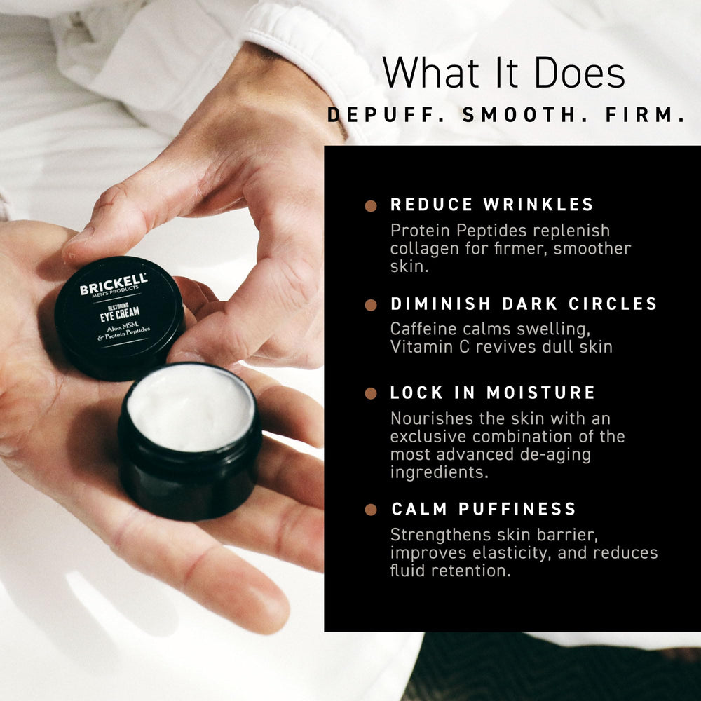 Brickell Men's product next to a coin to show 0.5oz size and travel-friendly benefit