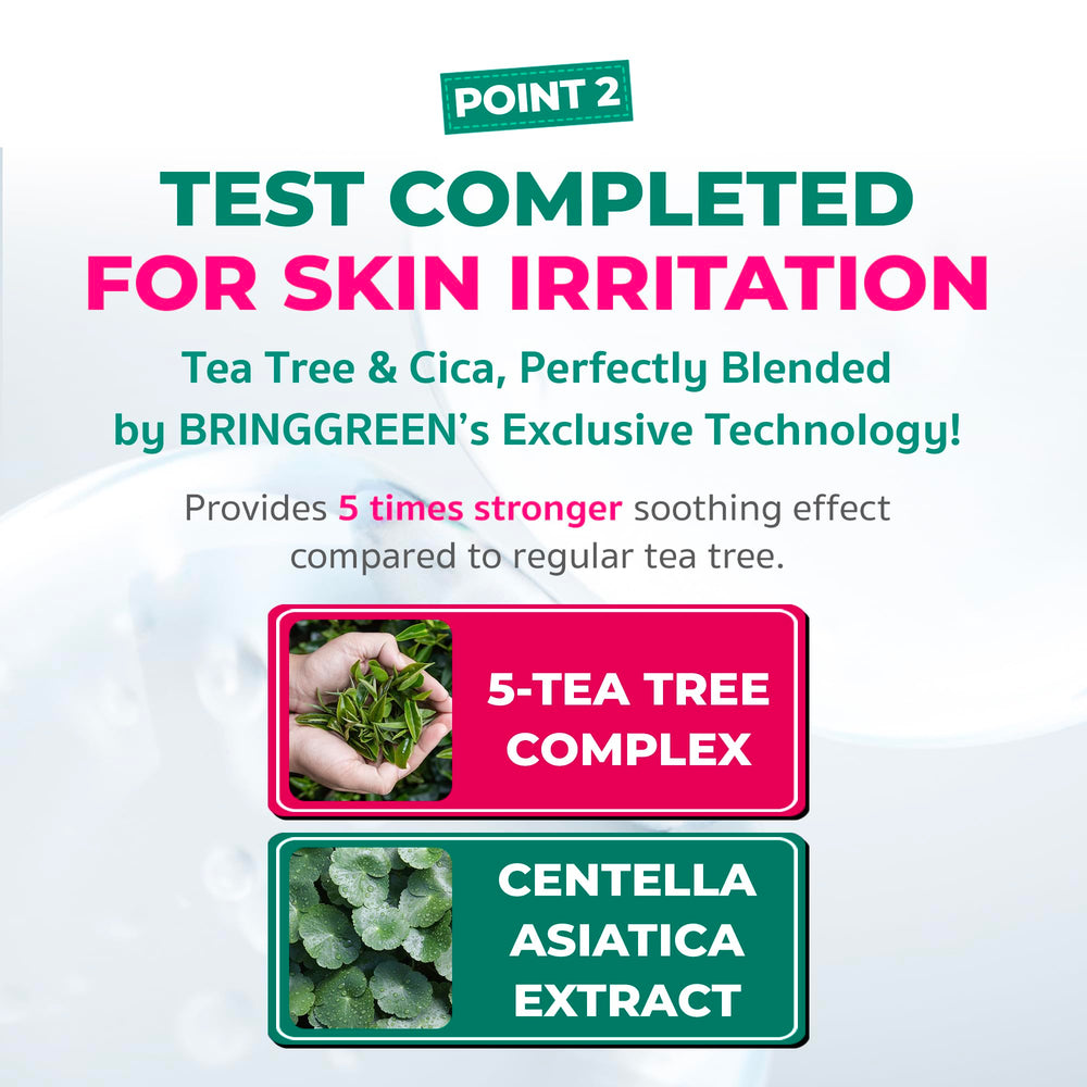 BRING GREEN pad applied to cheek demonstrating soothing calming effect