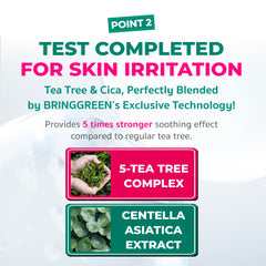 BRING GREEN pad applied to cheek demonstrating soothing calming effect