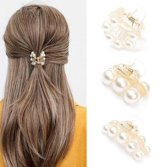 Brinie front packaging showing three champagne pearl clips for elegant styling