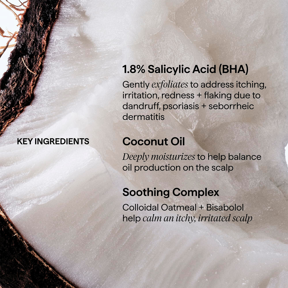 Applying Briogeo conditioner to scalp in shower to soothe and exfoliate