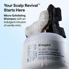 Briogeo dispensing shampoo texture with visible micro-exfoliants for clean scalp