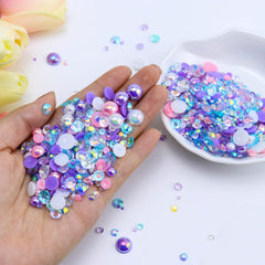 Briskbloom close-up of pearl and resin rhinestone texture highlighting glossy finish benefit