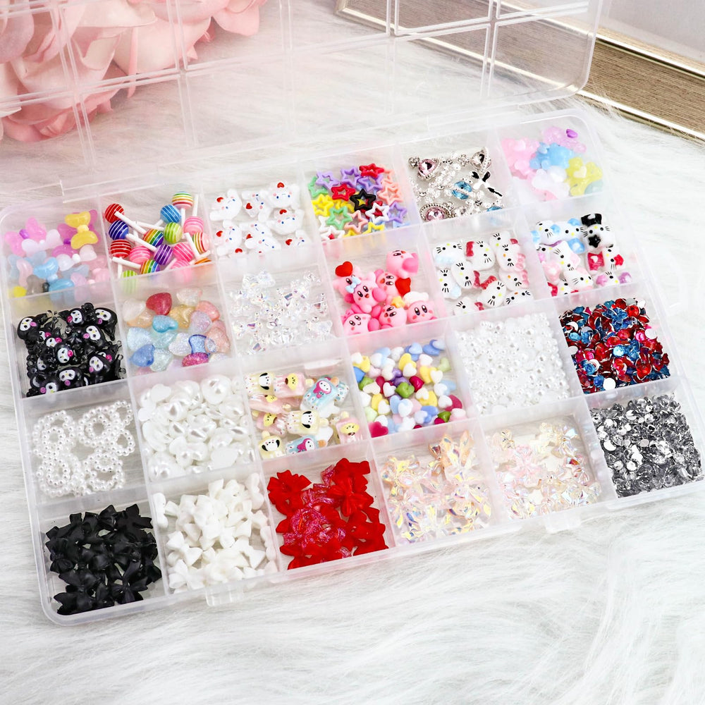 briskbloom closeup of kawaii kitty bows and mini charms for detailed art