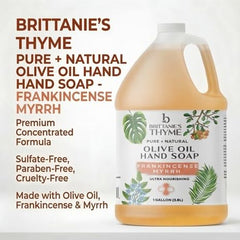 Brittanie's Thyme soap pouring stream into glass showing refill ease
