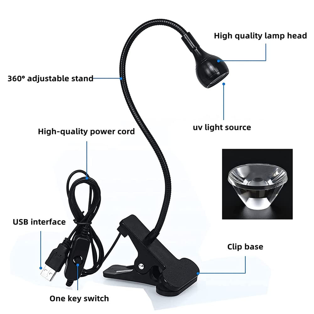 Brokimis clamp base detail showing secure clip for steady hands-free use