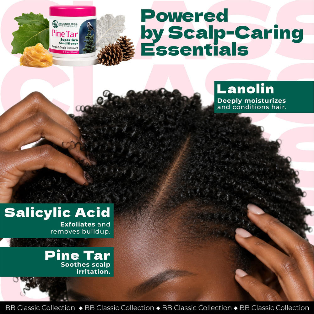 Bronner Bros applying conditioner to temple demonstrating focused scalp care