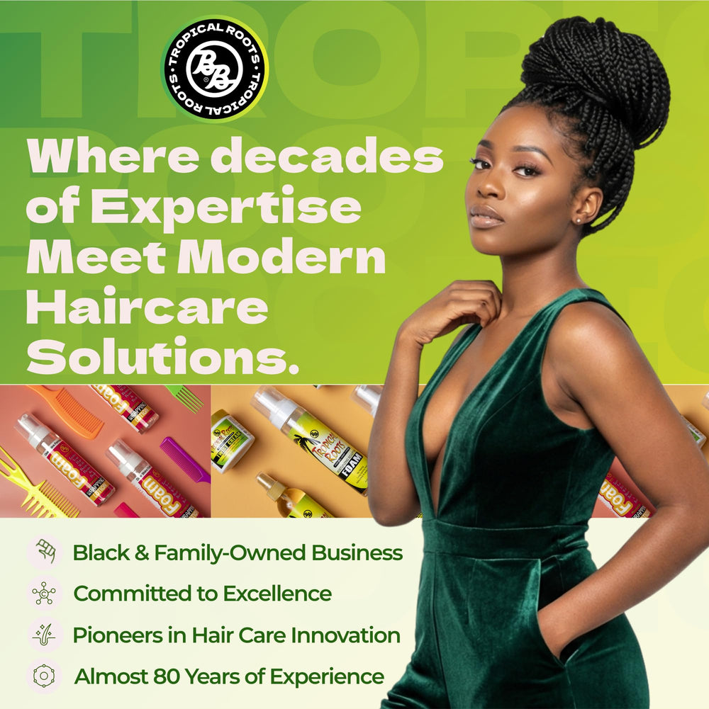 Bronner Bros lifestyle image of person wearing twists showing natural sheen and confidence