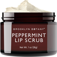 Brooklyn Botany jar front view showing peppermint lip scrub and convenient size for travel