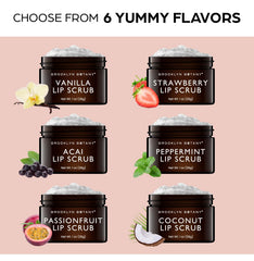 Brooklyn Botany lip scrub on a vanity with towel suggesting daily self-care ritual