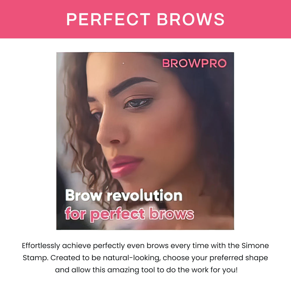 BrowPro Simone stamp in hand demonstrating quick press-on benefit