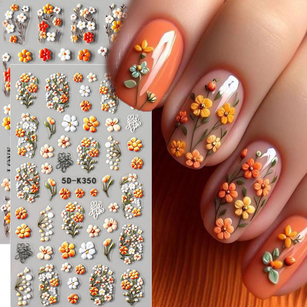 Brtavizvy autumn daisy sheet with warm colors for seasonal nail accents