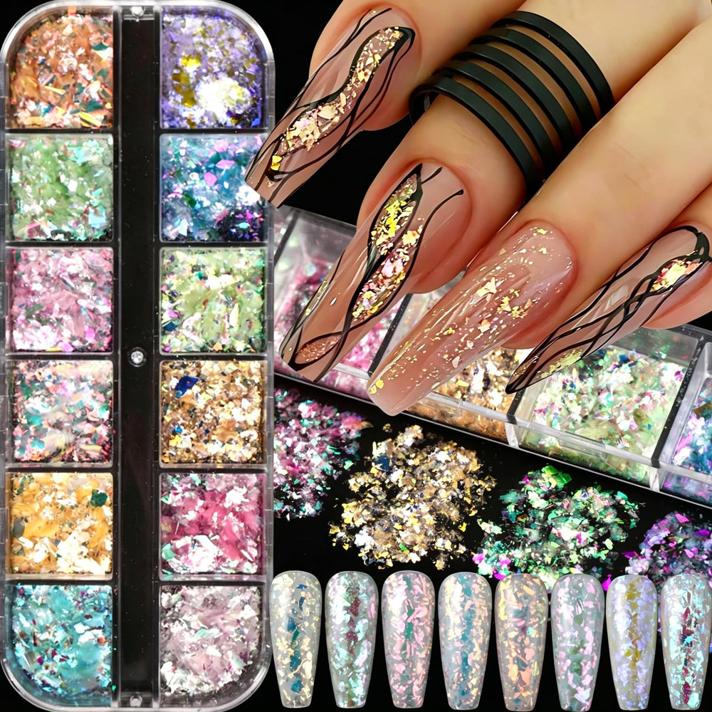 Brtavizvy front palette with 12 holographic opal colors for versatile nail art