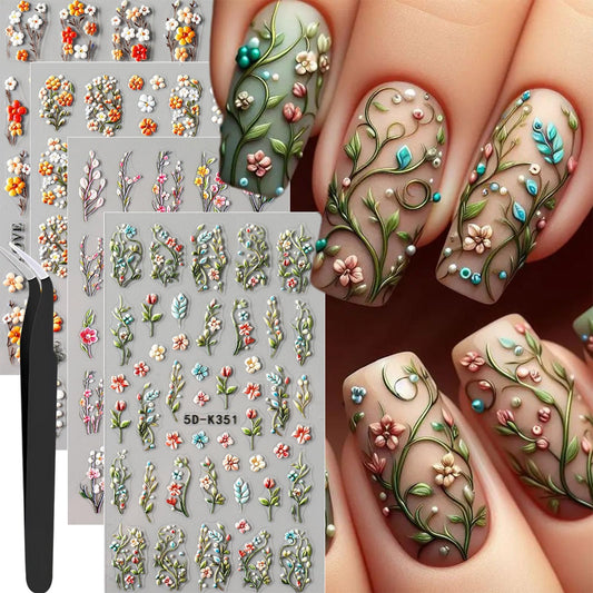 Brtavizvy front sheet display showing four floral sticker sheets and vibrant designs