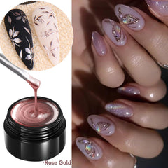 Brtavizvy rose gold brush stroke on nail illustrating easy spread and glossy shimmer