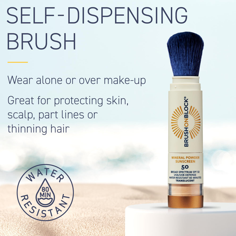 Brush On Block powder texture swipe illustrating fine mineral particles for sheer coverage