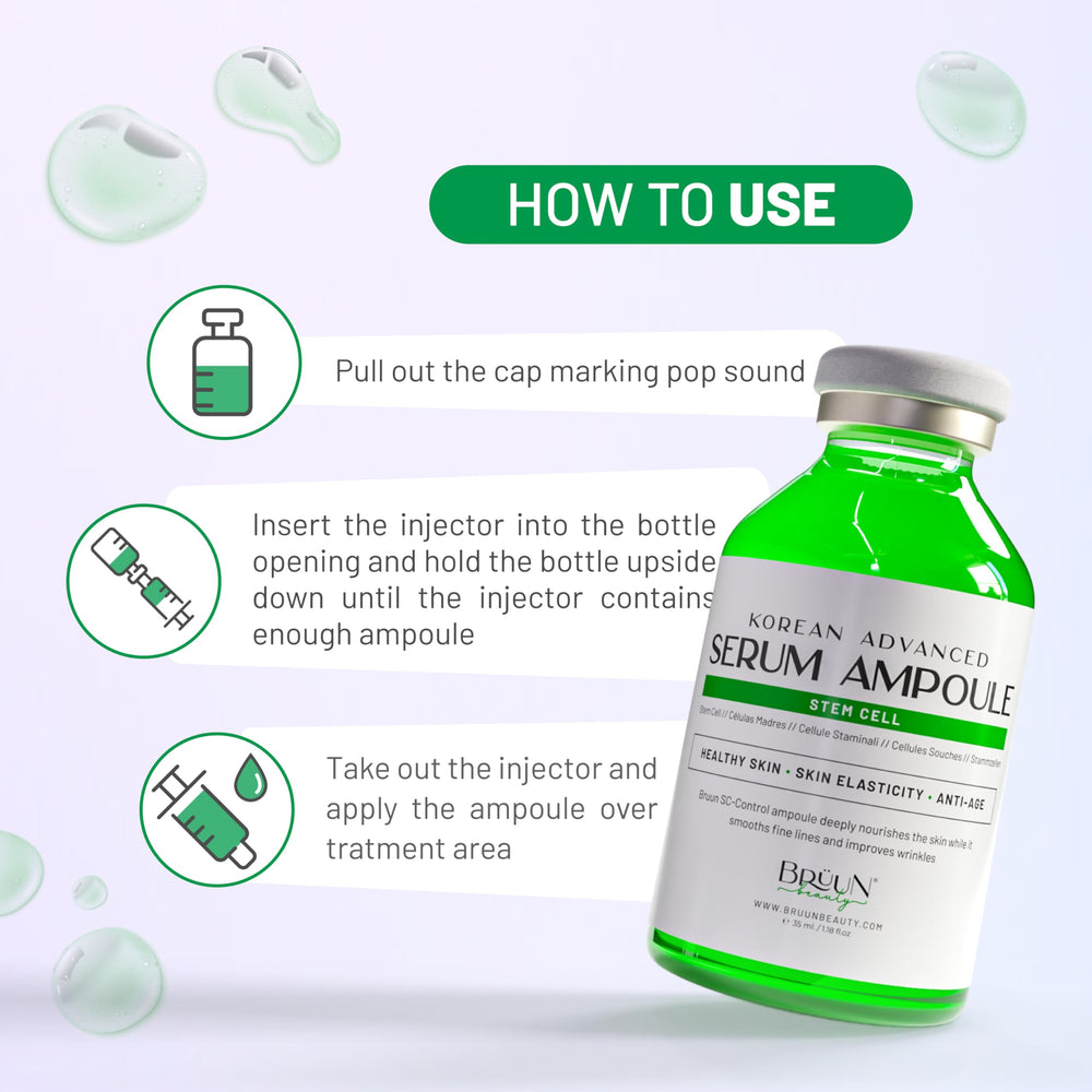 BRÜUN ampoule applied to face demonstrating quick absorption and smooth finish