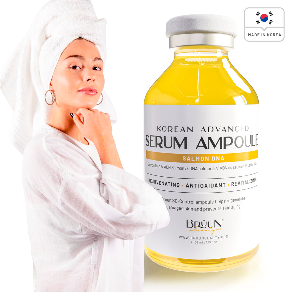 BRÜUN serum dropper releasing liquid to show lightweight texture and quick absorption