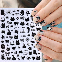 BSBTBZ cat nail sticker applied on a fingernail demonstrating quick, neat DIY result