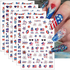 BSBTBZ front packaging showing six patriotic nail sticker sheets for easy gifting