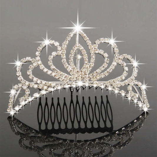 Bseash front view silver mini tiara showing elegant silhouette and sparkle