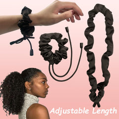 Bswox scrunchie beside hand to show scale and easy handling