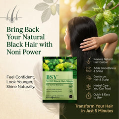 BSY Noni before and after comparison showing visible gray coverage