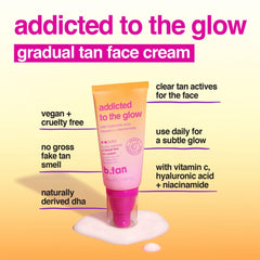 B.TAN applied with fingers on cheek demonstrates easy blend and glow