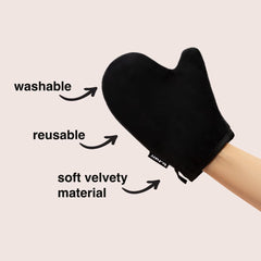 B.TAN back mitt front showing length and coverage for reach