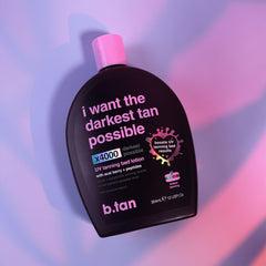 B.TAN label detail focusing on x4000 intensifiers to show active tanning technology