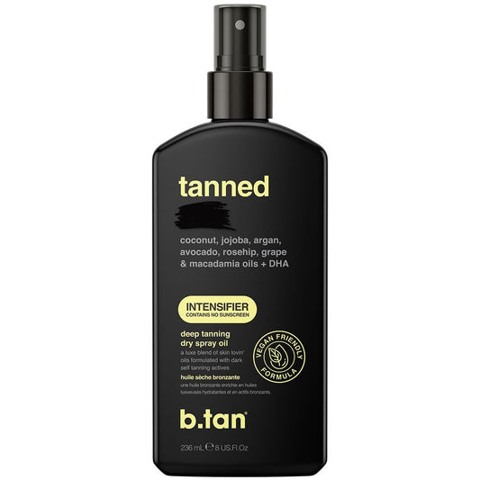 B.TAN dry spray front packaging showing product and size benefits