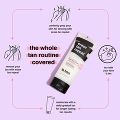B.TAN ingredients label close-up highlighting vegan and paraben-free benefit