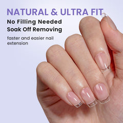 BTArtbox applied short coffin nails demonstrating natural look