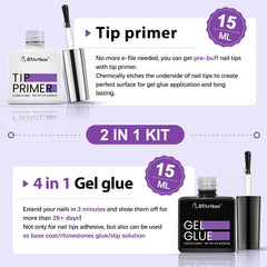 BTArtbox applying gel glue to nail tip for secure, long-lasting bond