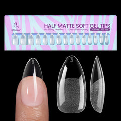BTArtbox front packaging showing 320 almond soft gel tips and easy selection benefit