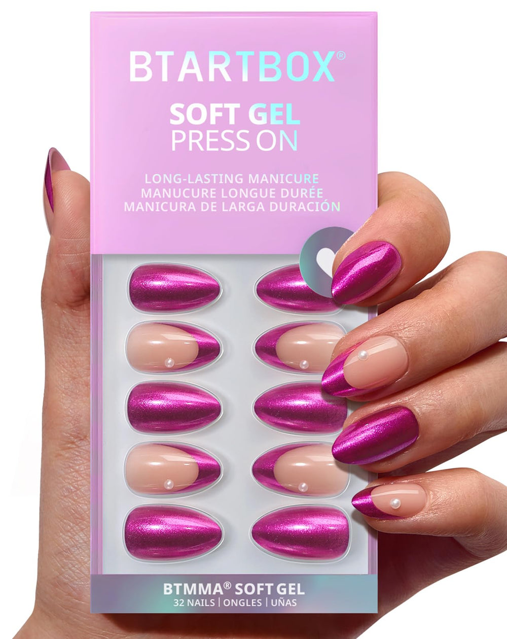 BTArtbox front packaging showing purple chrome nails and kit contents for quick styling