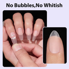 Applying BTArtbox gel to acrylic tip demonstrating secure, gap-free fit benefit