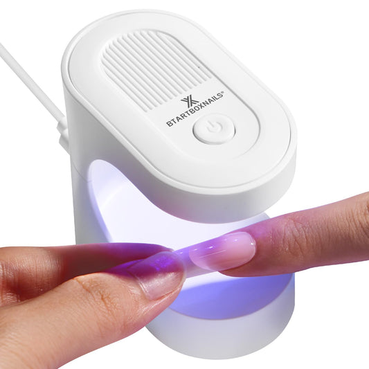 BTArtboxnails front view of compact lamp showing slim profile and portability benefit