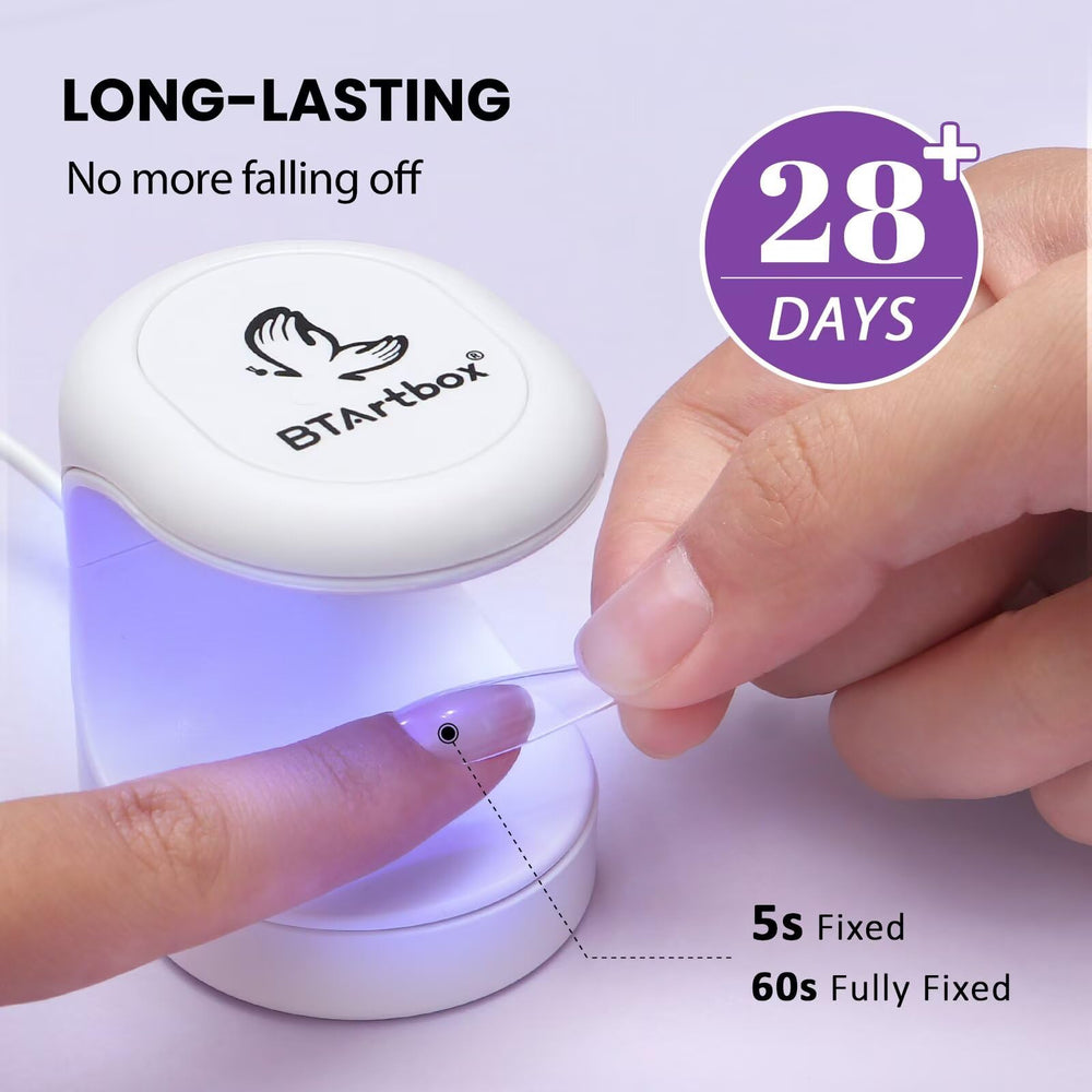 BTArtboxnails used to secure rhinestones showing reliable decoration hold