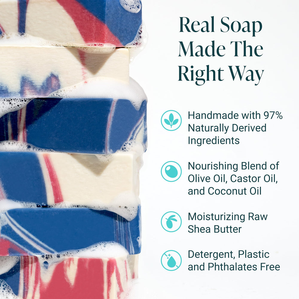 The Bubble Factory close-up texture of soap surface highlighting shea butter smoothness