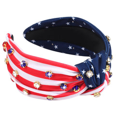 Budsmile front view headband showing patriotic design and comfy fit