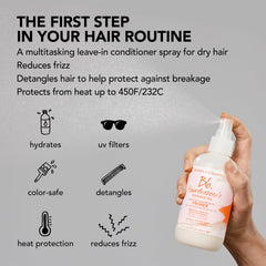 Bumble and bumble before and after photo highlighting reduced frizz