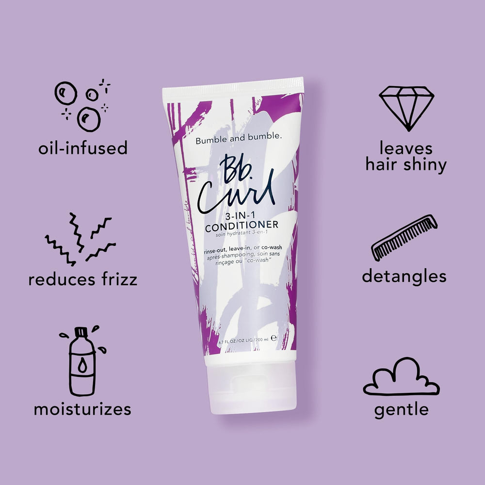 Bumble and bumble. defined curls after rinse showing improved shine benefit