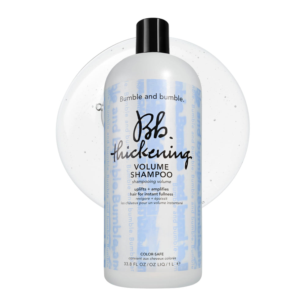 Bumble and bumble front bottle showing product size and easy usage benefit