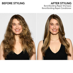 Bumble and bumble label close-up highlighting bond-building complex benefits