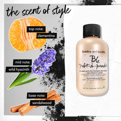 Bumble and bumble ingredients label showcasing starch and silica for oil control